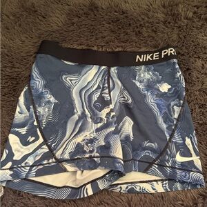 Nike Pro Women's Blue Marble Print Athletic Shorts